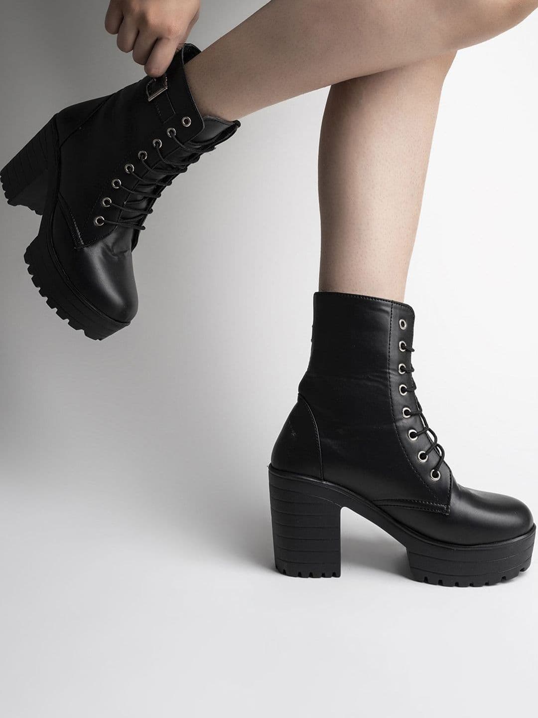 Stylestry Women Block-Heeled Biker Boots - view 1