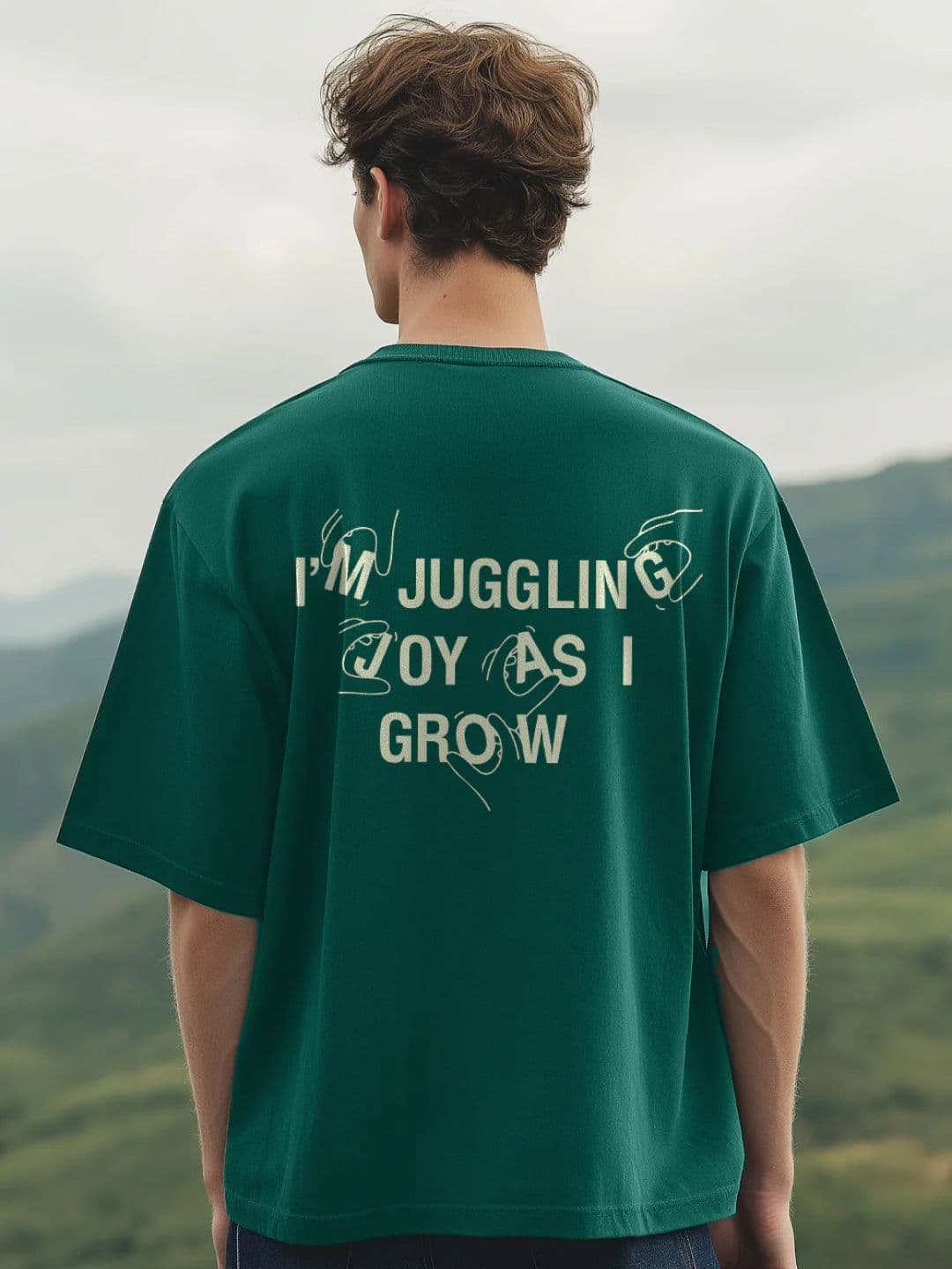 NOBERO Men Typography Printed Oversized Pure Cotton T-shirt - view 1