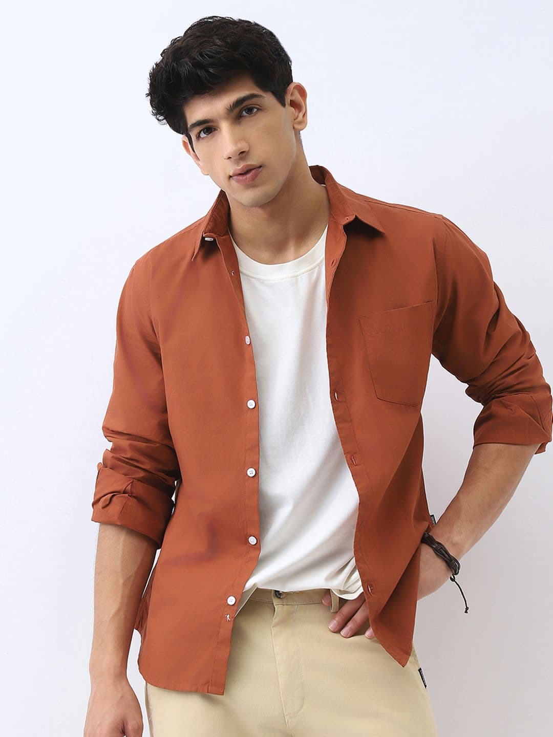 Urbano Fashion Men Cotton Full Sleeve Regular Fit Casual Solid Shirt - view 1