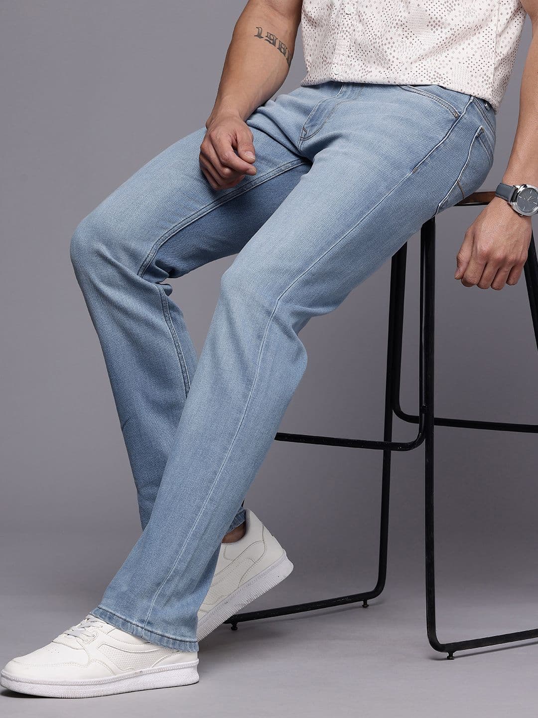 Louis Philippe Jeans Louis Philippe Men Regular Fit Stretchable Mid Rise Ice Wash Jeans - view 1