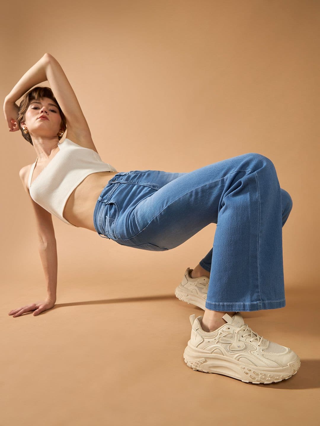 The Roadster Lifestyle Co. Women Cotton Mid-Rise Wide Leg Jeans - view 1