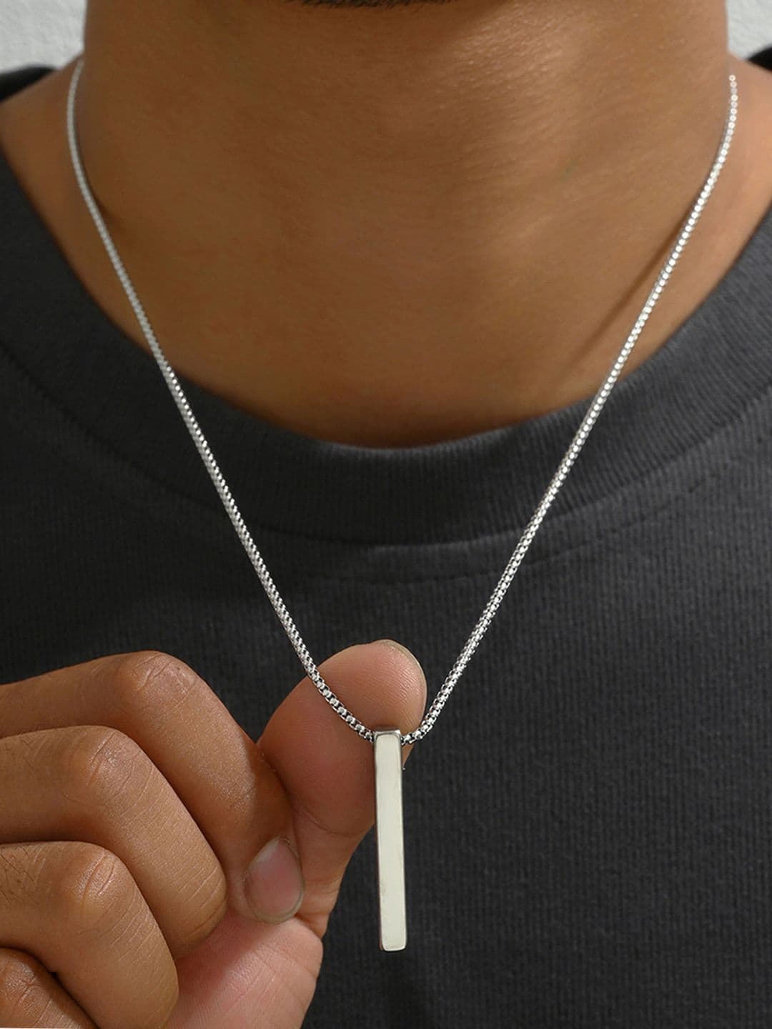 Designs & You Men Silver-Plated Stainless Steel Geometric Pendant - view 1