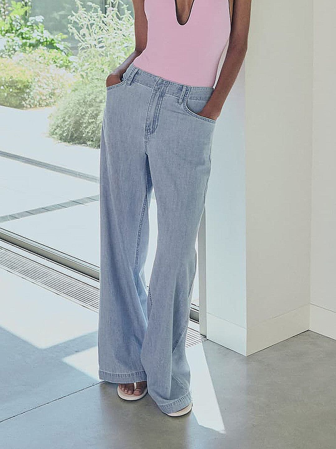 MANGO Women Light Fade Wide Leg Pure Cotton Jeans - view 1