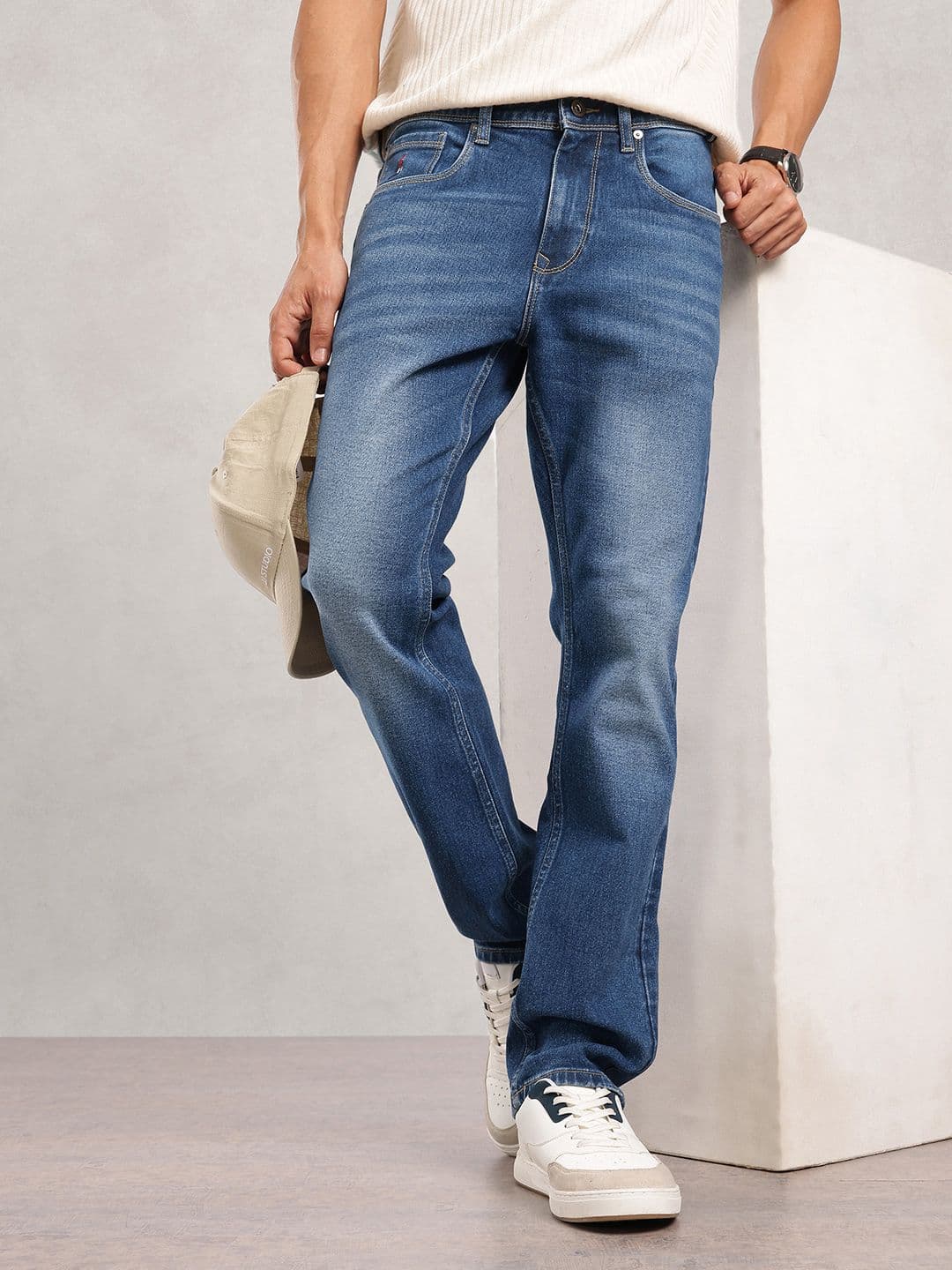 Nautica Men Smart Straight Fit Mid-Rise Light Fade Stretchable Jeans - view 1