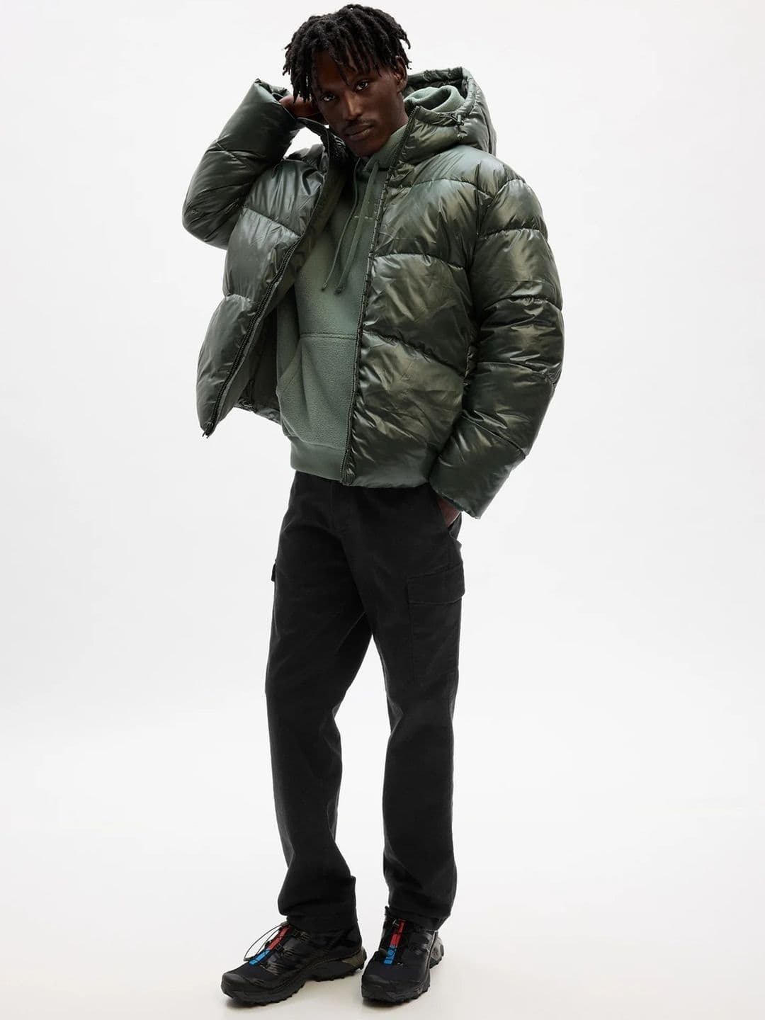 GAP Men Hooded Solid Casual Puffer Jacket - view 1