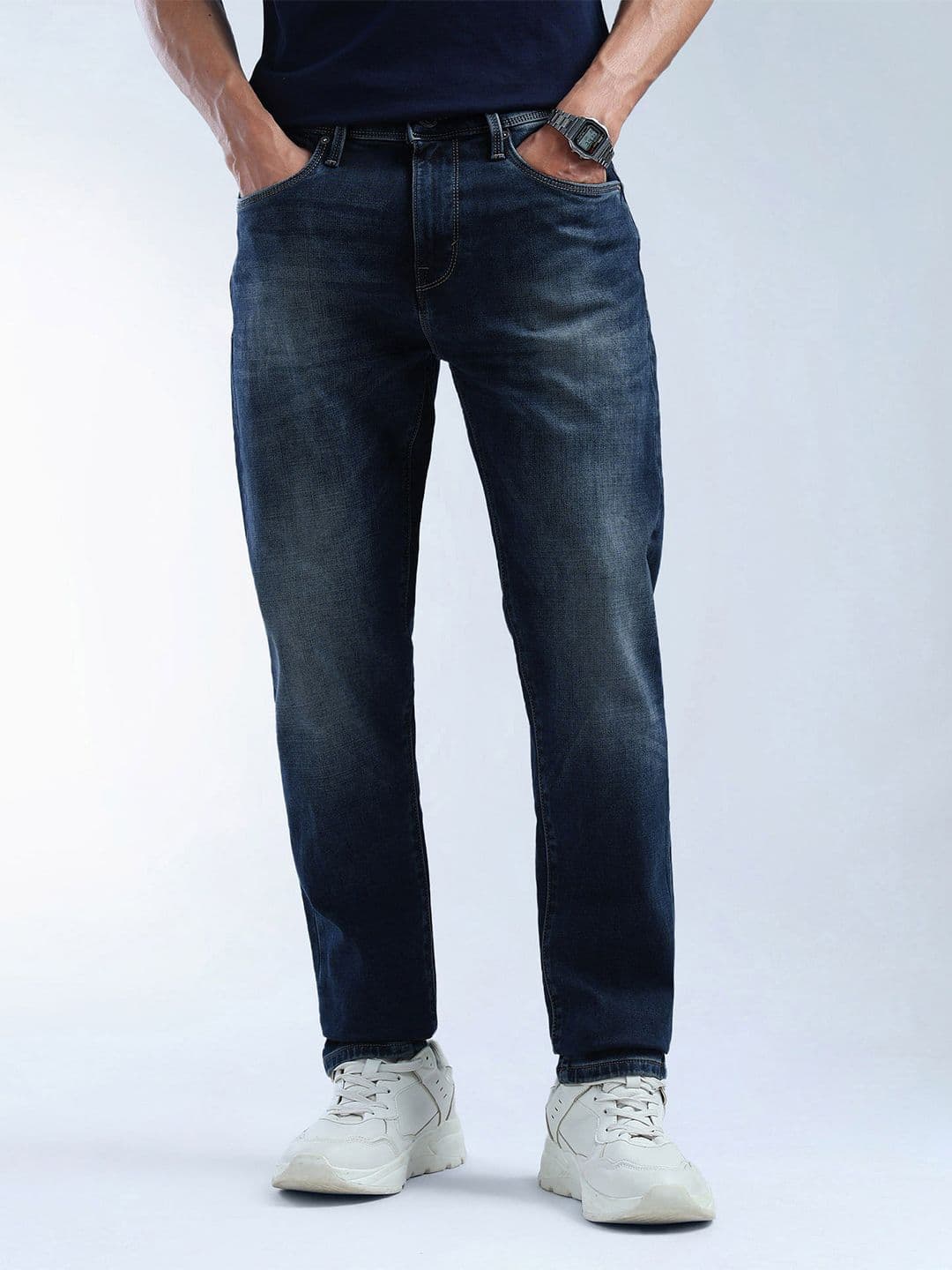 Flying Machine Men Tapered Fit Mid-Rise Light Fade Jeans - view 1