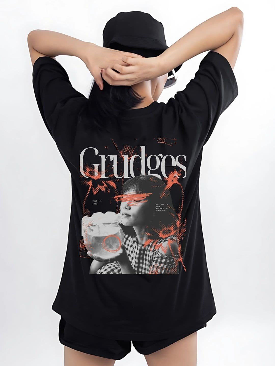 TheBTclub Unisex Oversized Typography Printed Drop-Shoulder Sleeves Pure Cotton T-Shirt - view 1