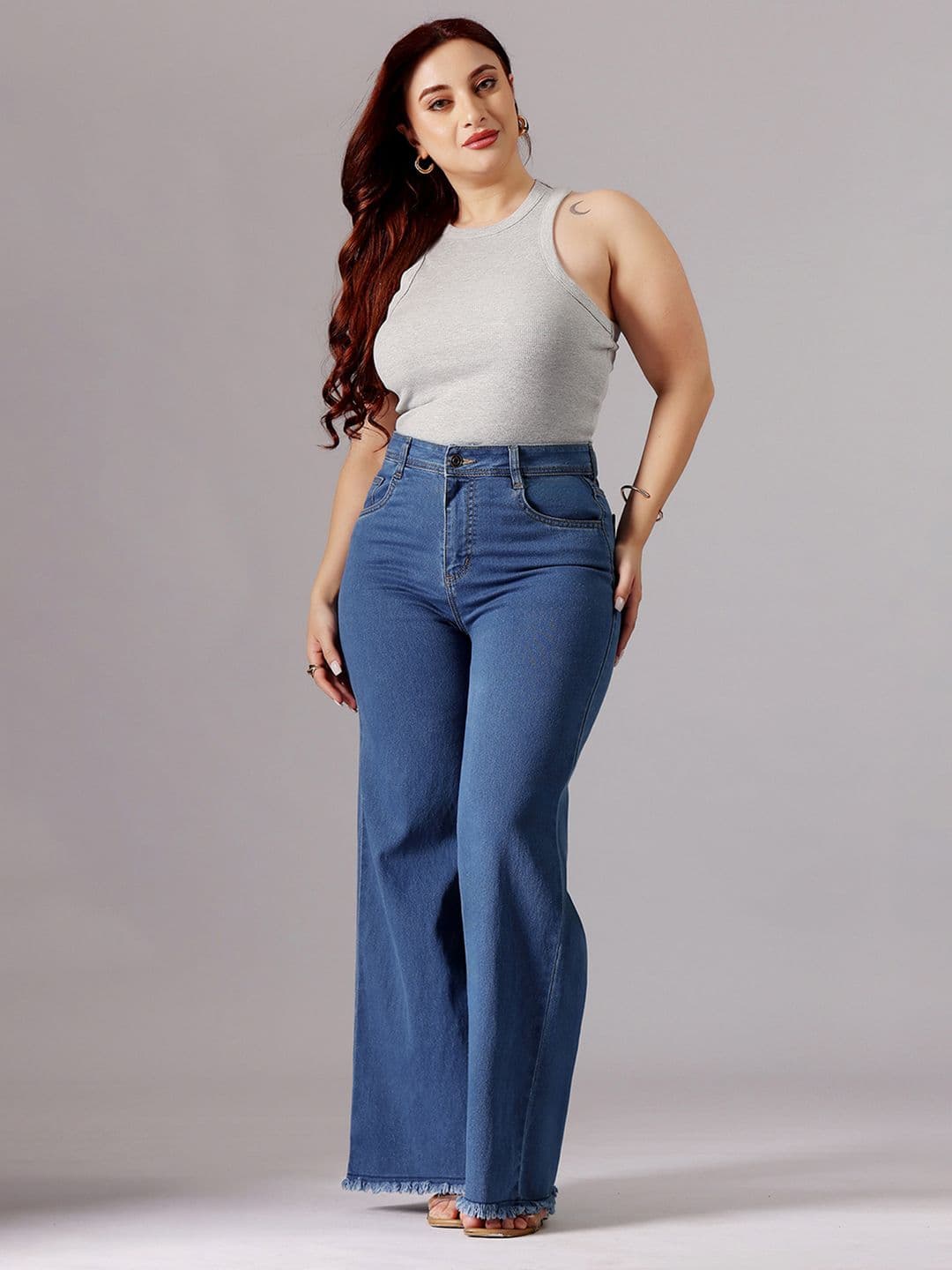 Miss Chase A+ Plus Size Women's Wide-Leg High-Rise Clean-Look Stretchable Denim Jeans - view 1