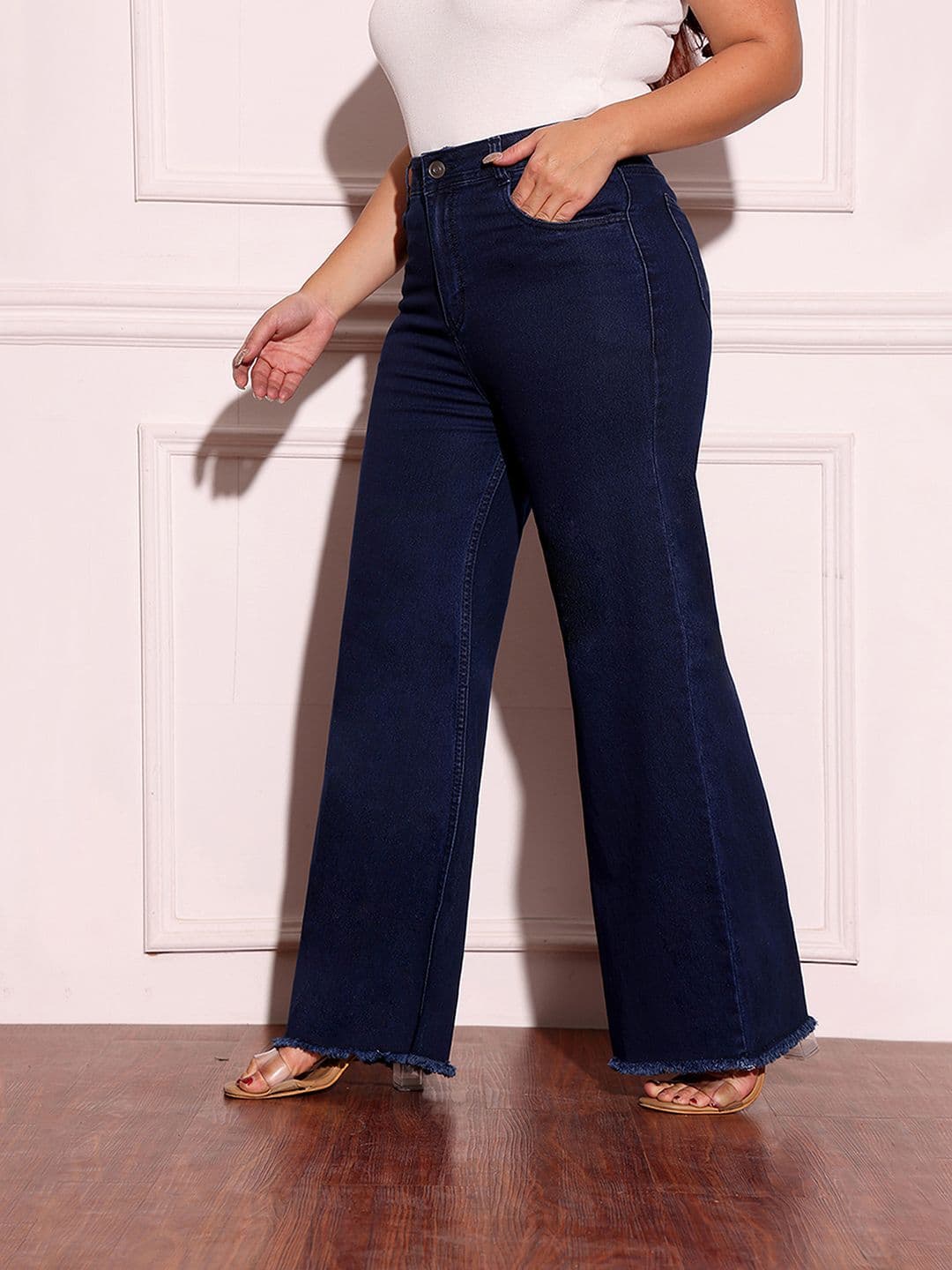 Miss Chase A+ Plus Size Women's Wide-Leg High-Rise Clean-Look Stretchable Denim Jeans - view 1
