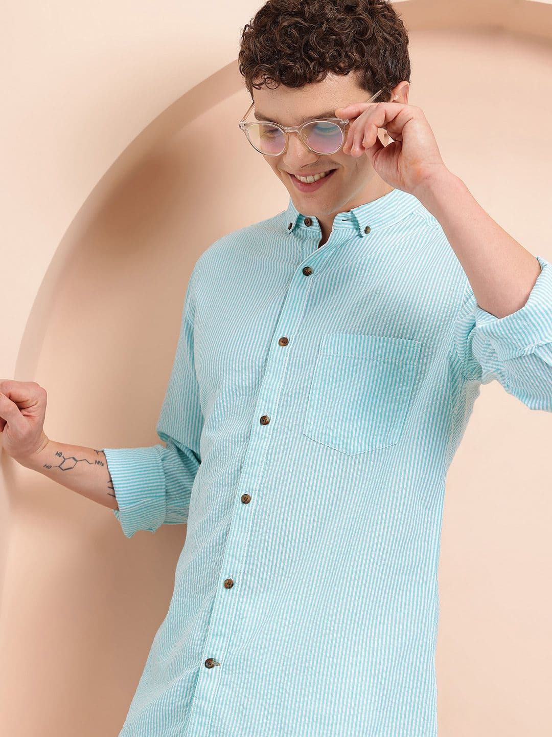 Mast & Harbour Men Striped Pure Cotton Casual Shirt - view 1