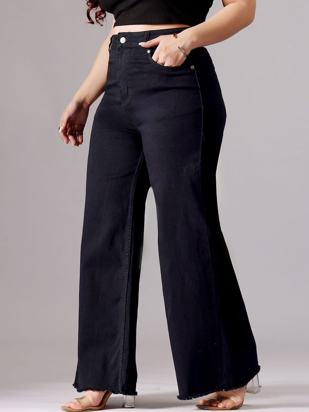 Miss Chase A+ Plus Size Women's High Rise Clean Look Stretchable Wide Leg Denim Jeans - view 1