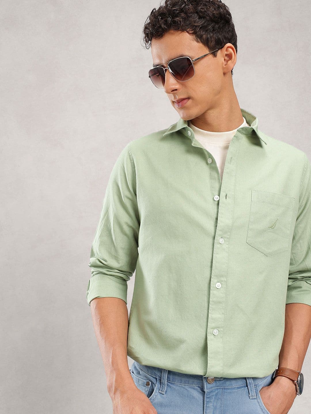 Nautica Men Premium Cotton Linen Casual Shirt - view 1