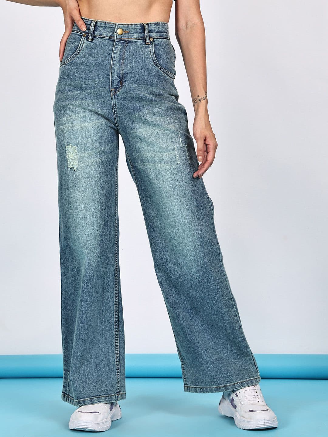 PUELLA Women Straight Fit High-Rise Light Fade Stretchable Jeans - view 1