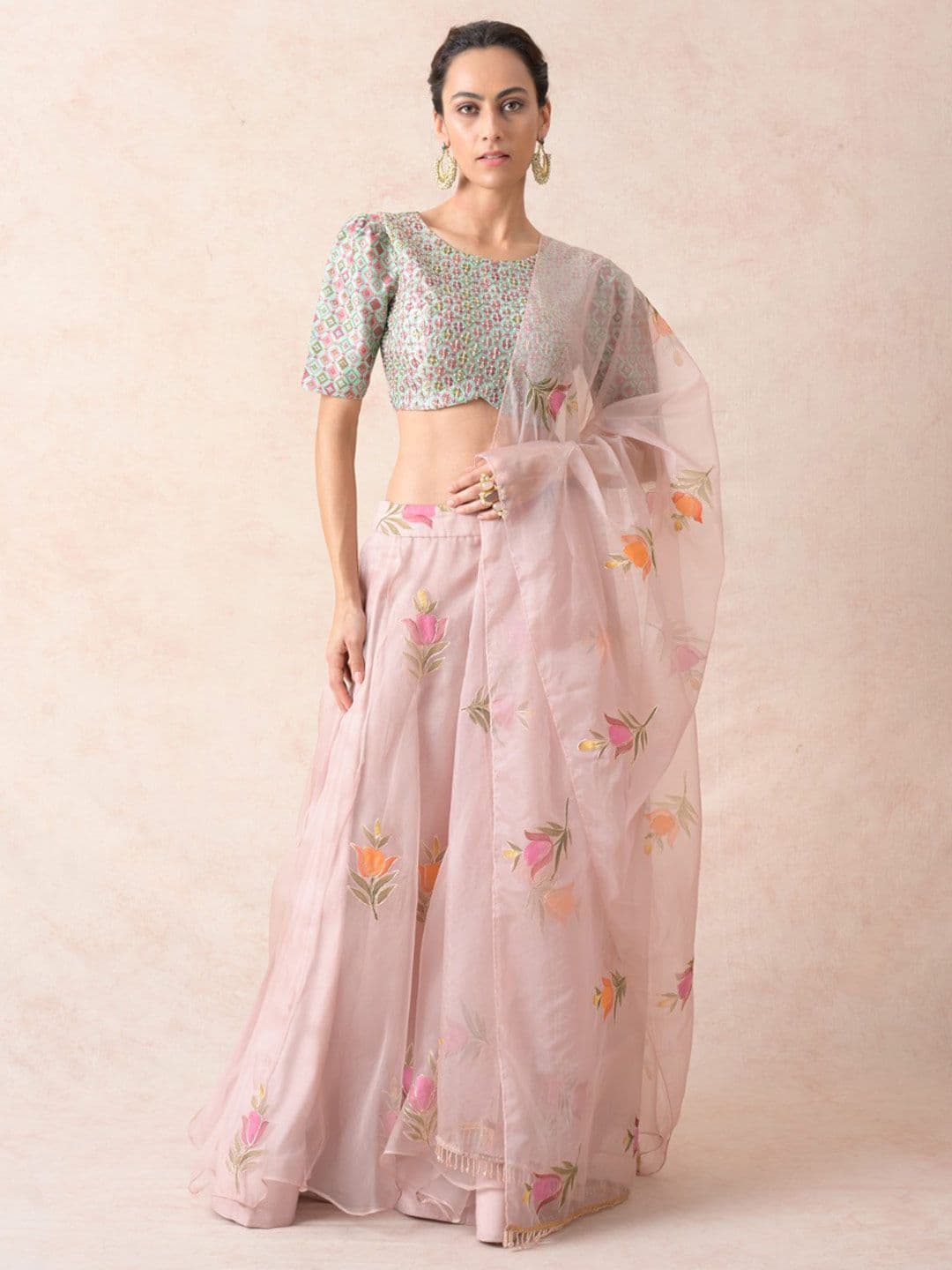 THETAA Women Printed Ready to Wear Lehenga & Blouse With Dupatta - view 1