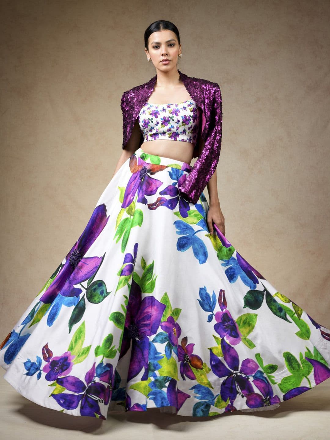 THETAA Printed Ready to Wear Lehenga Choli With Jacket - view 1