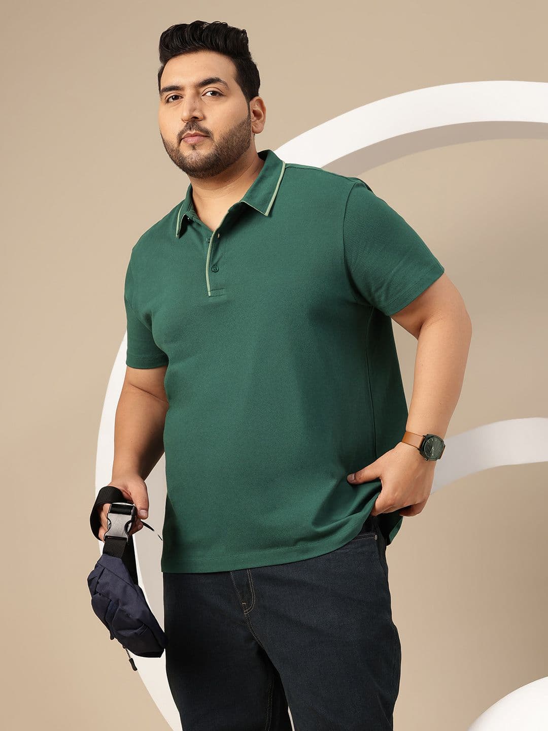 Sztori Men Plus Size Polo Collar Pure Cotton T-shirt - view 1