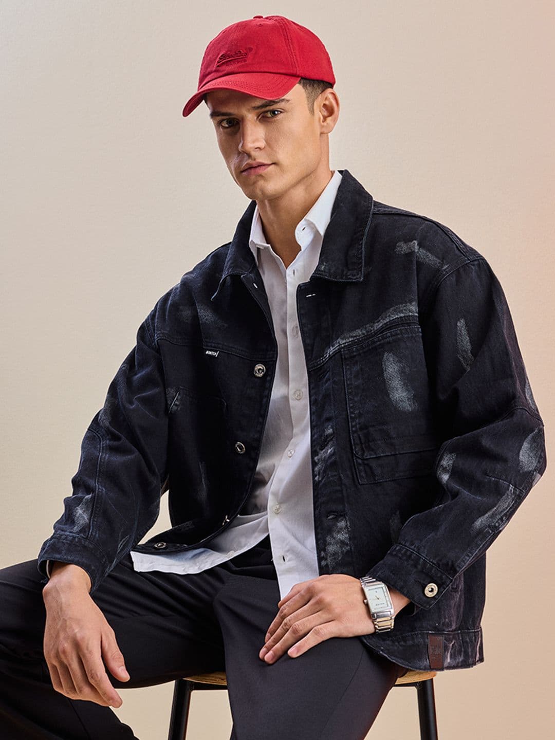 Snitch Men Relaxed Fit Pure Cotton Jacket - view 1