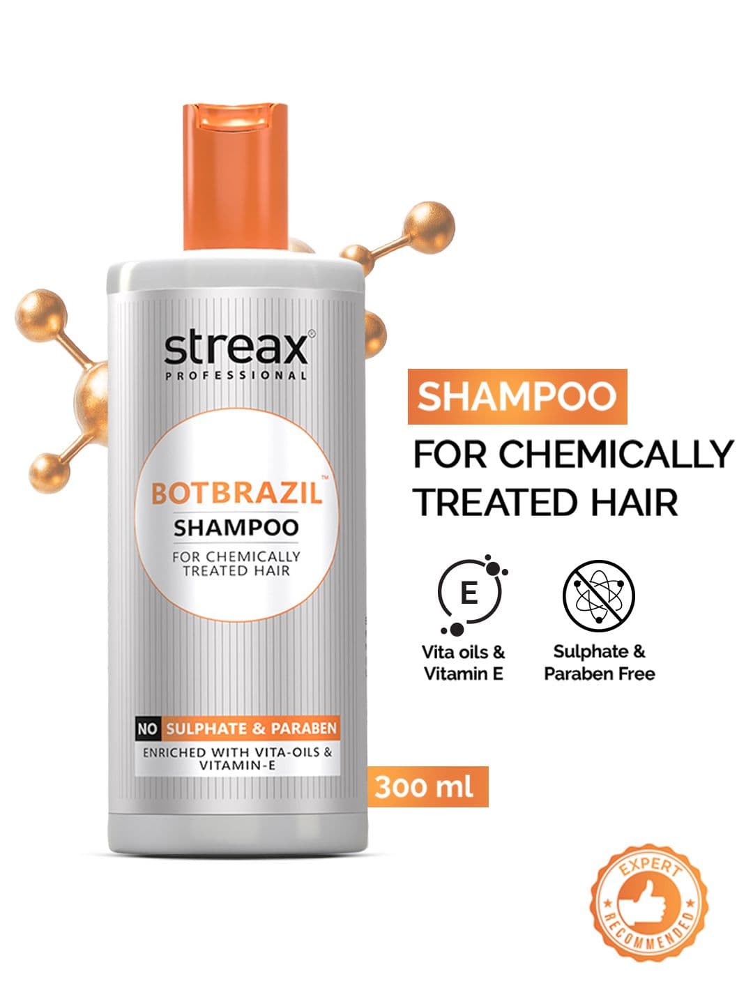Streax Professional BotBrazil Paraben-Free Shampoo for Chemically Treated Hair - 300 ml - view 1
