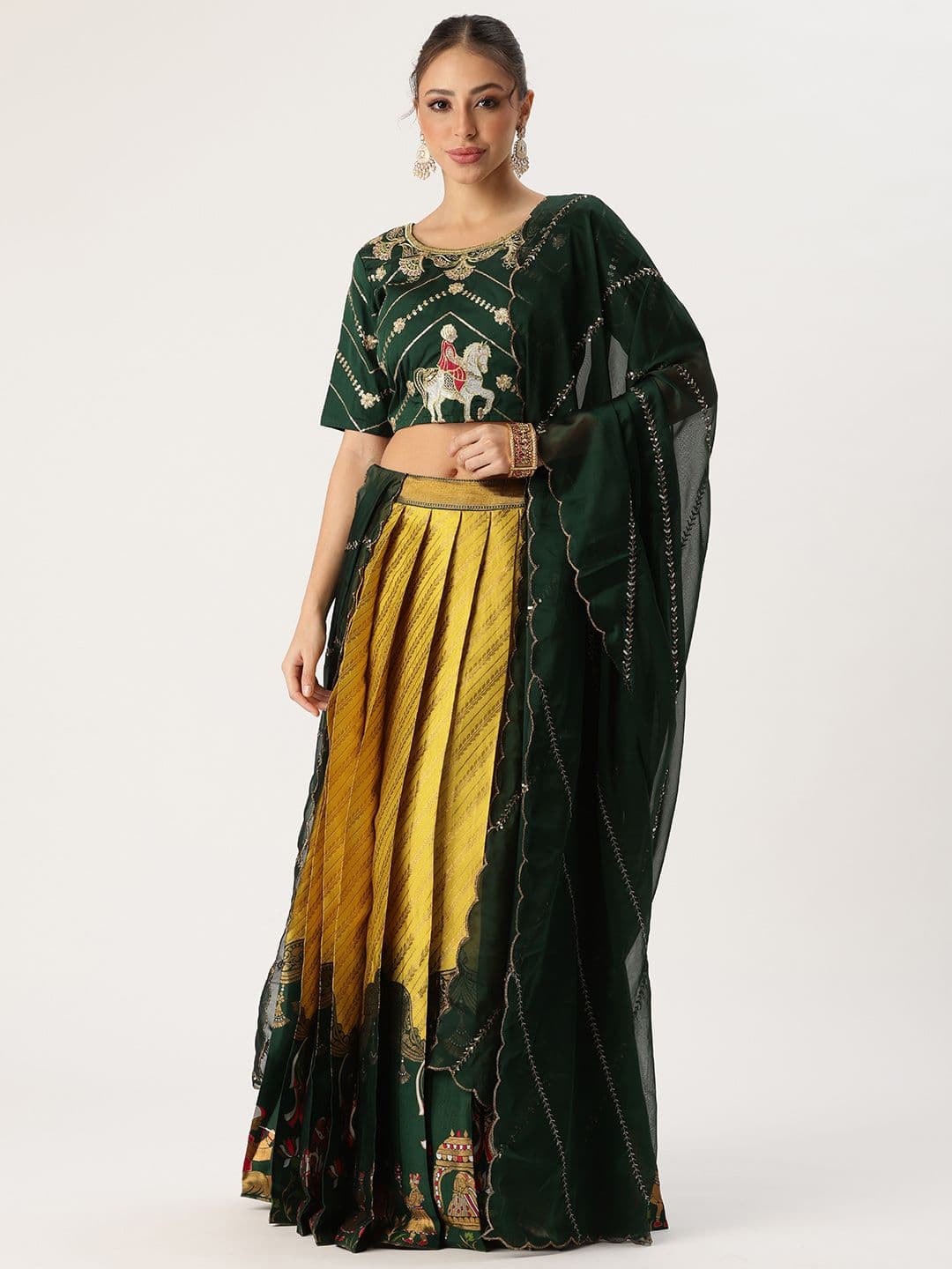 Fabcartz Unstitched Lehenga & Blouse With Dupatta - view 1