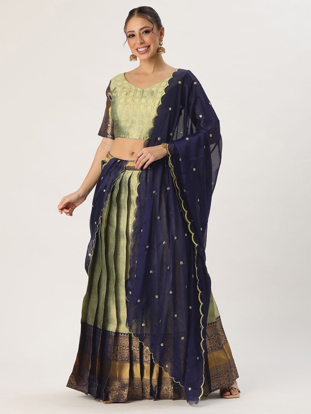 Fabcartz Unstitched Lehenga & Blouse With Dupatta - view 1