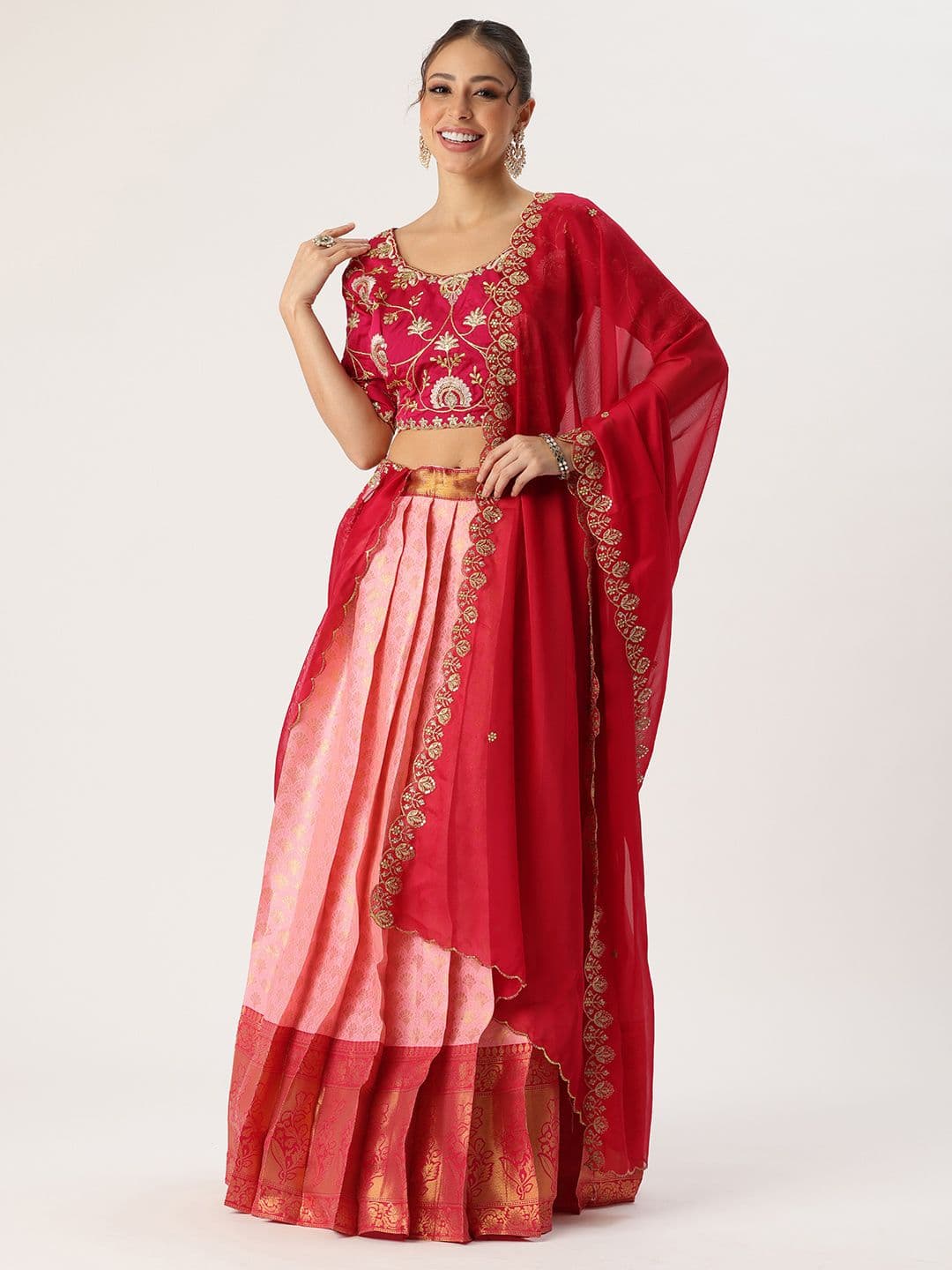 Fabcartz Unstitched Lehenga & Blouse With Dupatta - view 1