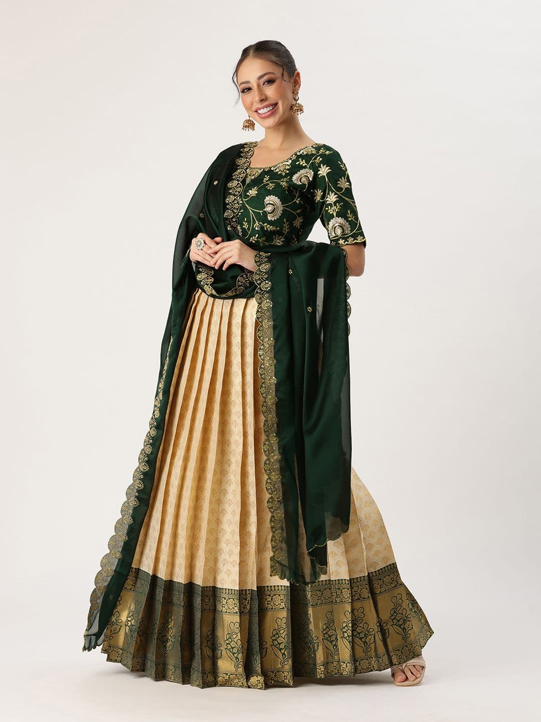 Fabcartz Unstitched Lehenga & Blouse With Dupatta - view 1