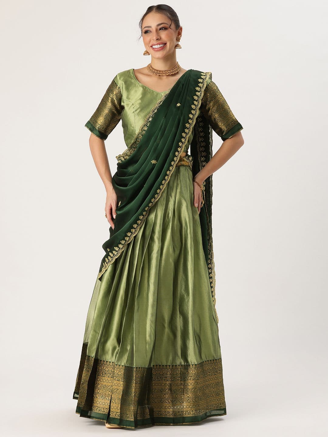 Fabcartz Semi-Stitched Lehenga & Unstitched Blouse With Dupatta - view 1