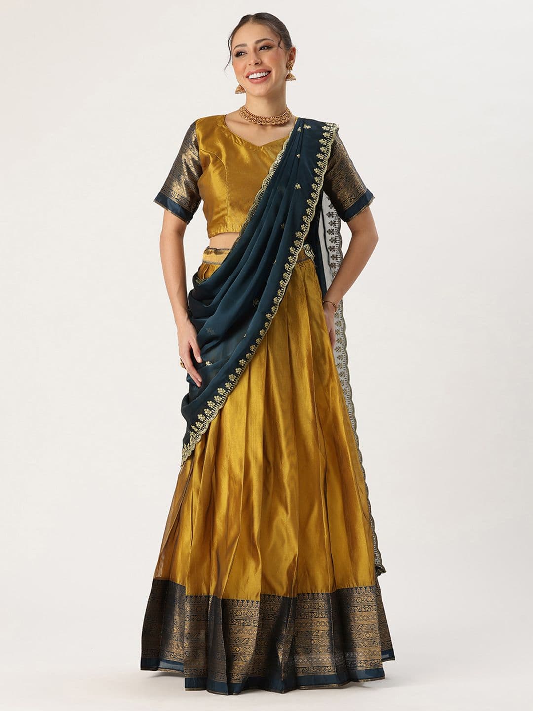 Fabcartz Semi-Stitched Lehenga & Unstitched Blouse With Dupatta - view 1