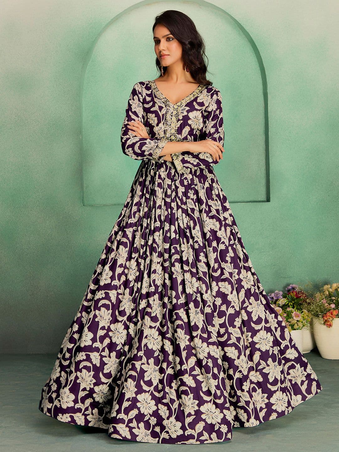 MADHURAM Ethnic Motifs Printed Dress with Hand Embroidered Detail - view 1
