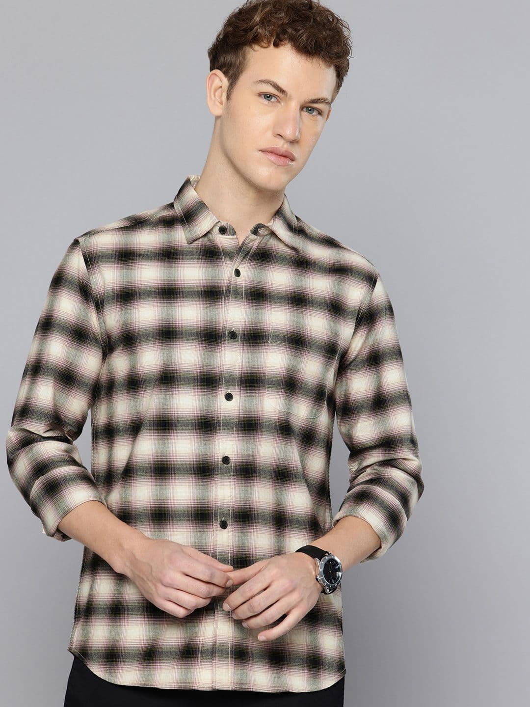 Flying Machine Slim Fit Checked Pure Cotton Casual Shirt - view 1