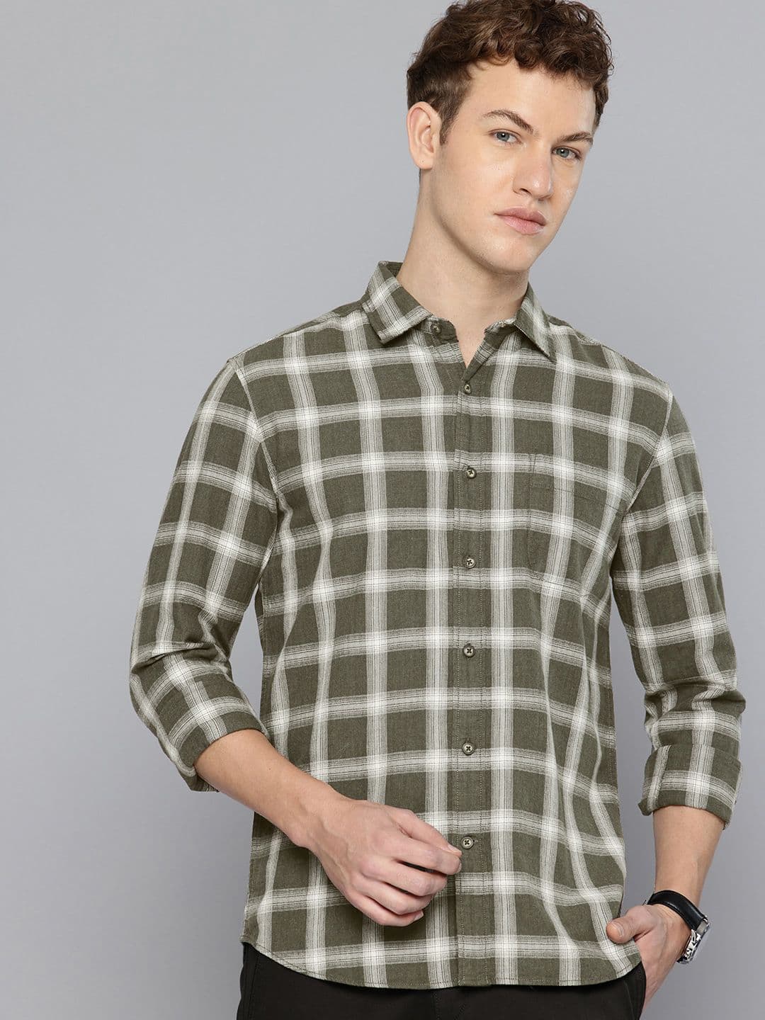 Flying Machine Slim Fit Checked Pure Cotton Casual Shirt - view 1