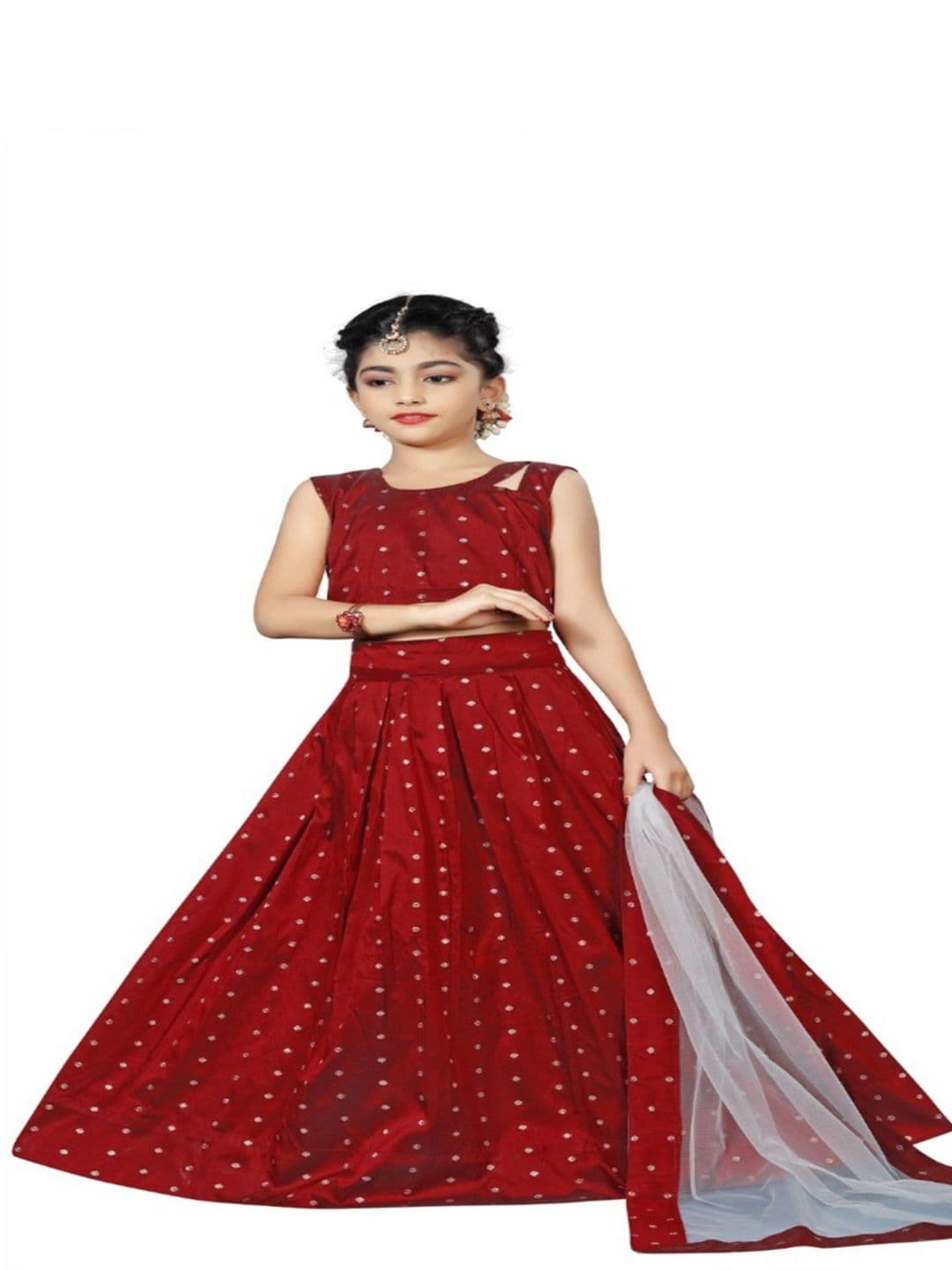 RJ ONLINE Girls Tie and Dye Semi-Stitched Lehenga & Unstitched Blouse With Dupatta - view 1