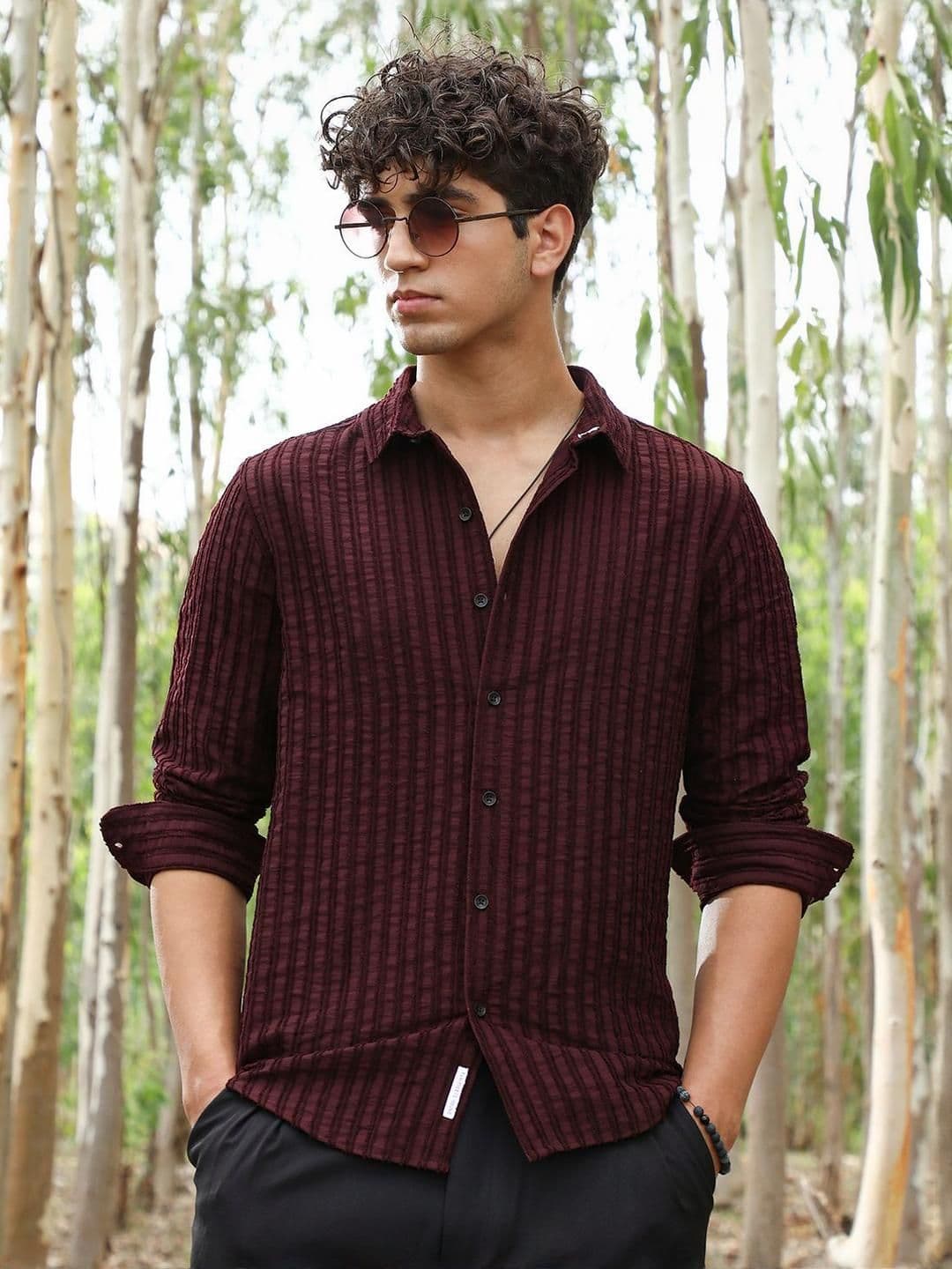 CAHOOT Vertical Striped Long Sleeves Comfort Cotton Shirt - view 1
