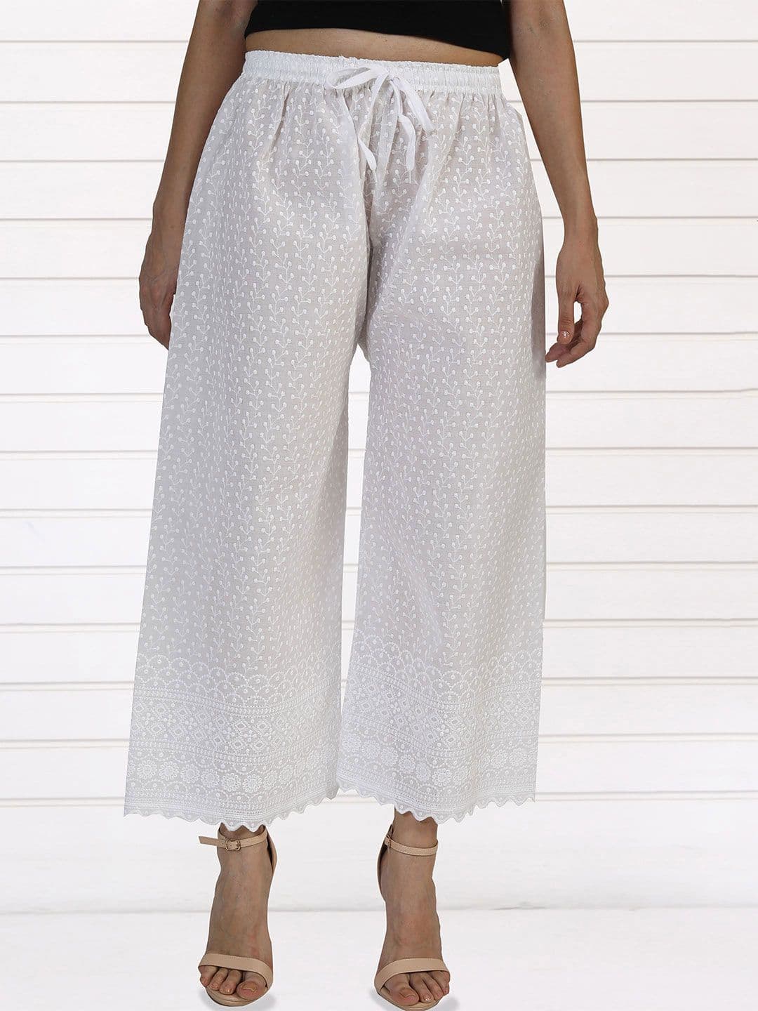 Fashionable Women Embroidered Cotton Palazzos - view 1