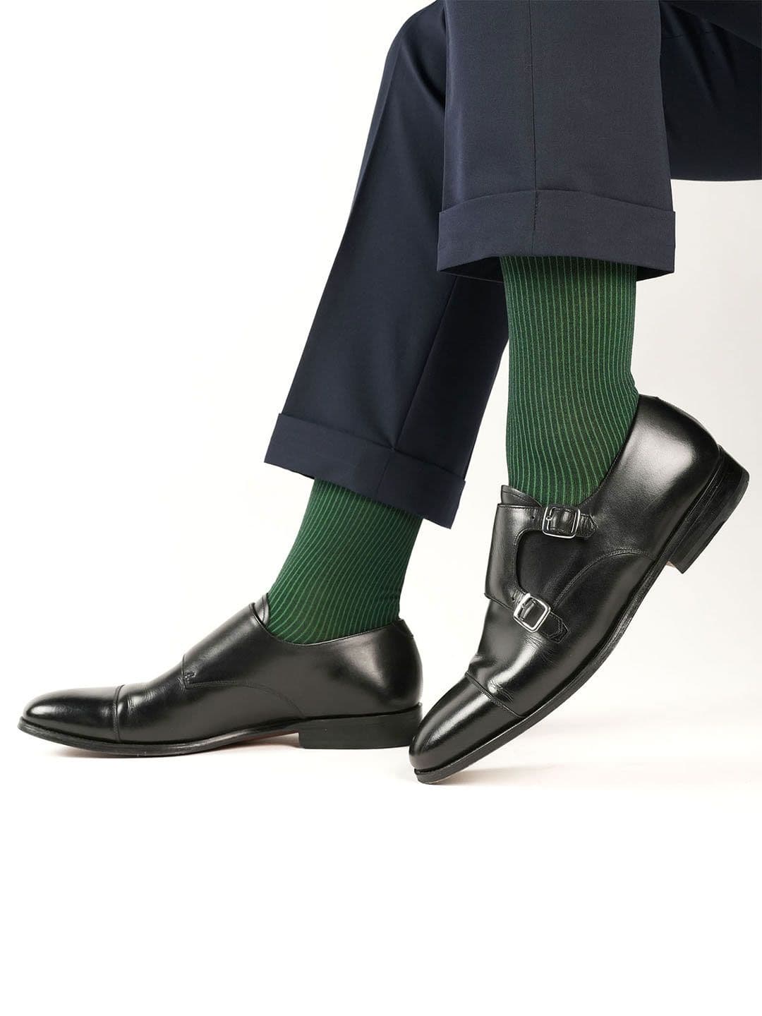 Theater Men Pinstripes Mercerized Cotton Calf Length Formal Socks - view 1