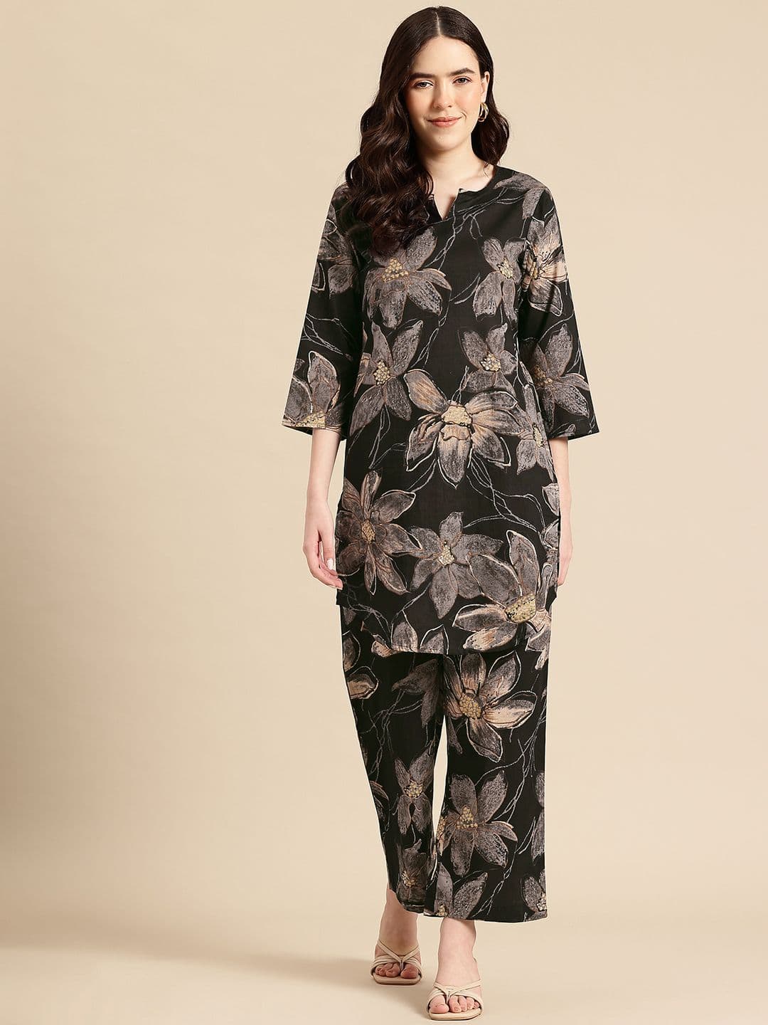 A&K Floral Printed Pure Cotton Co-Ords - view 1