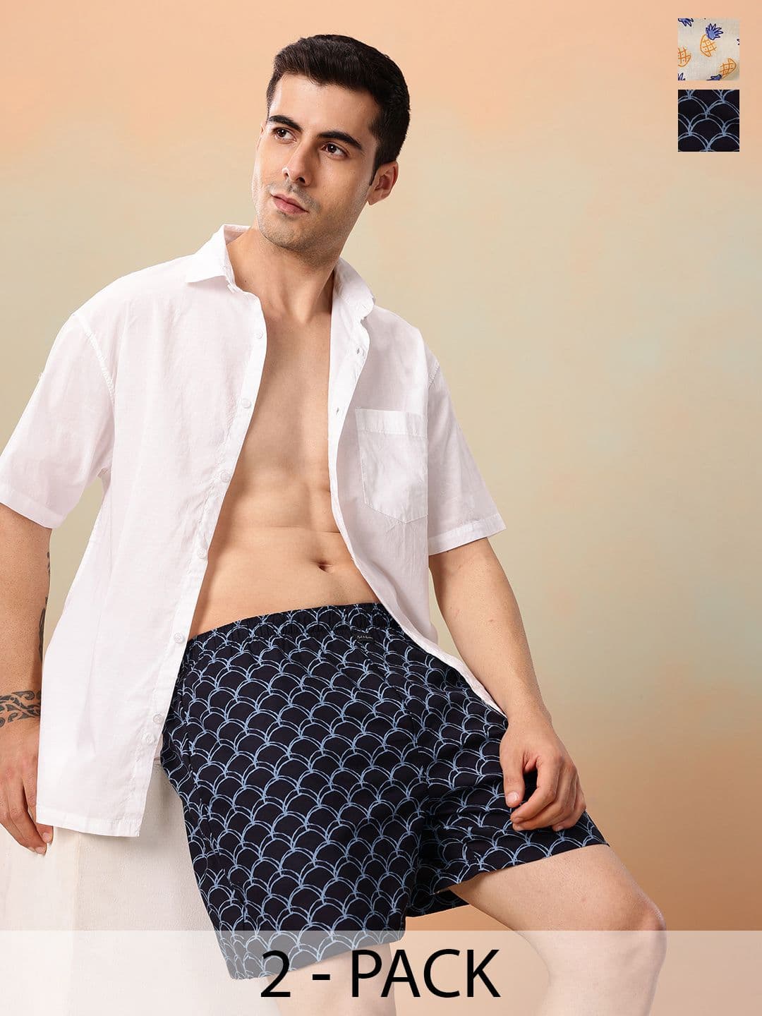 Mast & Harbour Men Pack of 2 Printed Pure Cotton Boxers MNH-KEN-MBOX- PRINT-02ABN - view 1