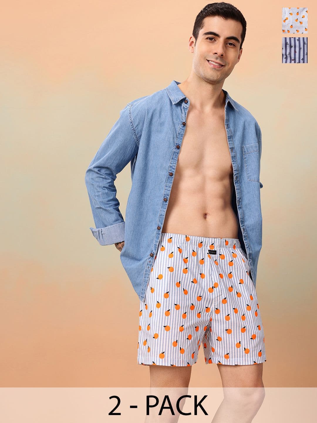 Mast & Harbour Men Pack of 2 Printed Pure Cotton Boxers MNH-KEN-MBOX- PRINT-02ABM