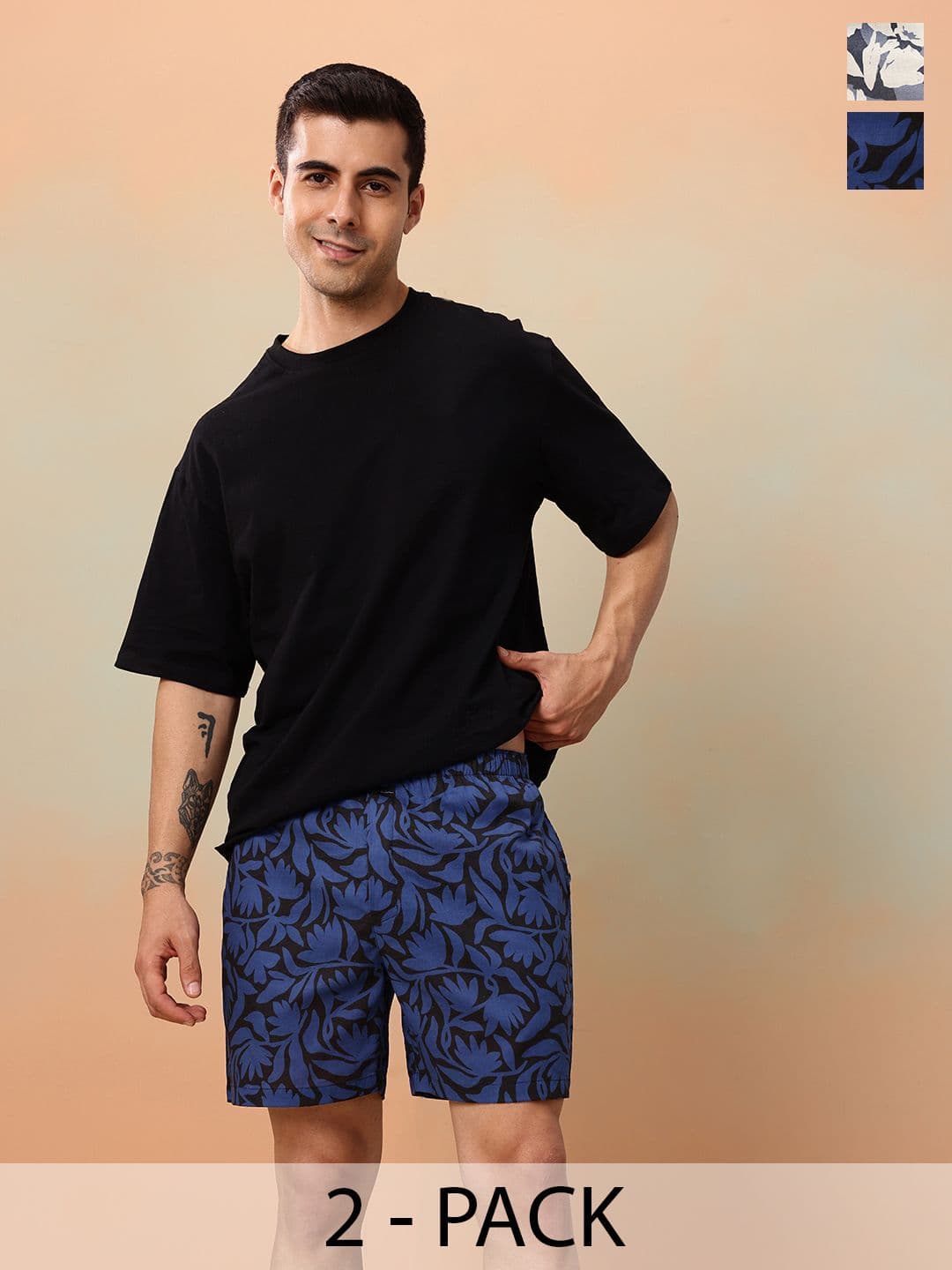 Mast & Harbour Men Pack of 2 Printed Pure Cotton Boxers MNH-KEN-MBOX- PRINT-02ABP - view 1