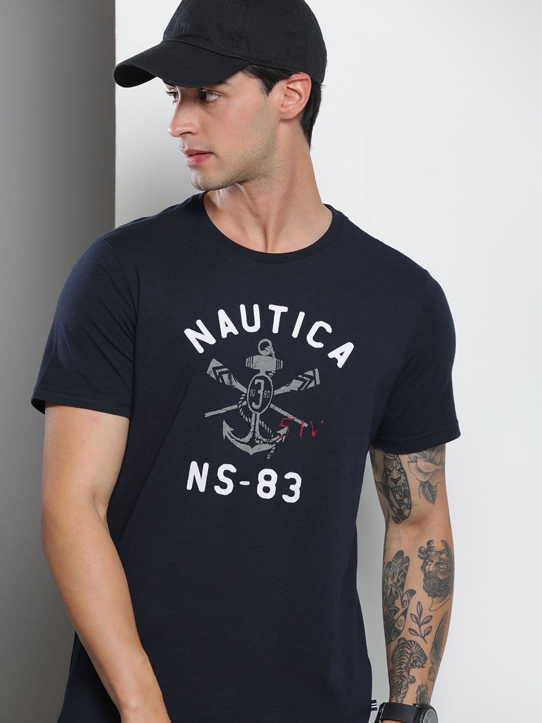 Nautica Men Brand Logo Printed Round Neck Cotton T-shirt - view 1
