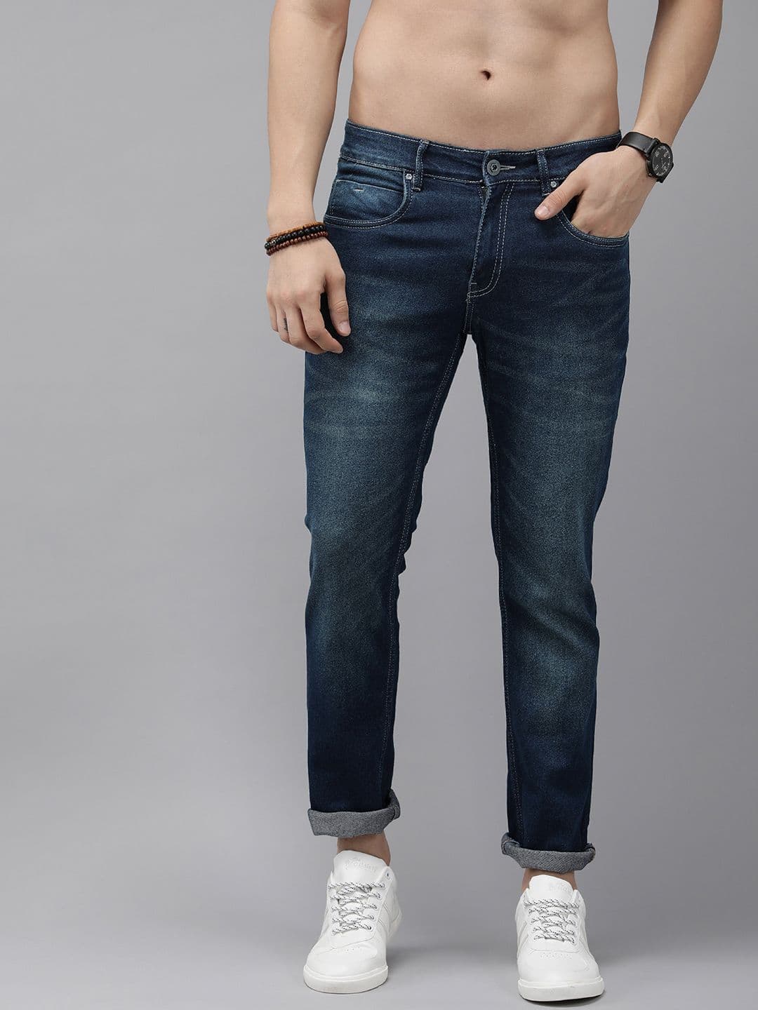 Roadster Fast and Furious The Roadster Lifestyle Co. Fast and Furious Men Blue Slim Fit Light Fade Stretchable Jeans - view 1