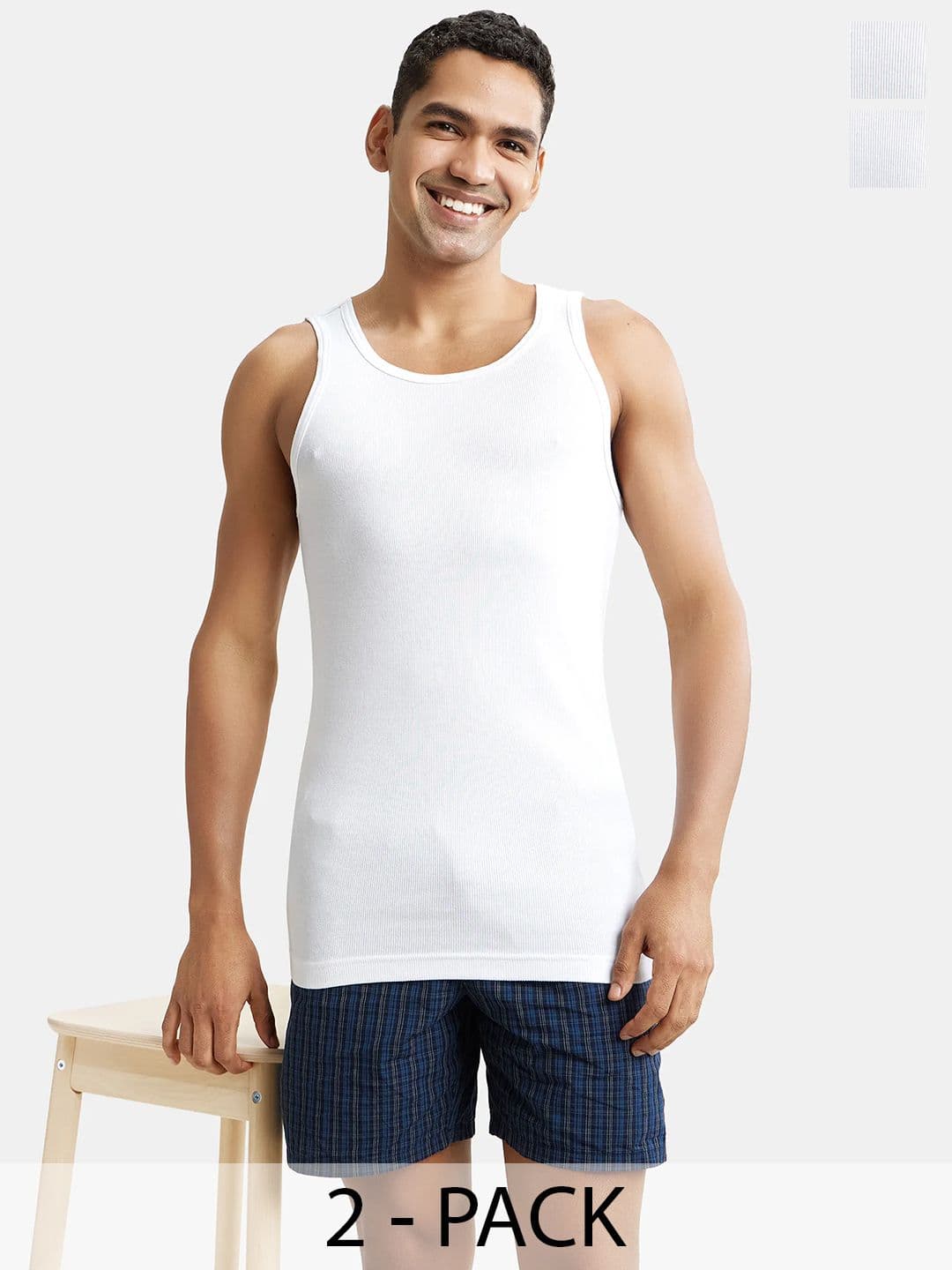 Jockey Pack Of 2 Super Combed Cotton Rib Innerwear Vest with StayFresh Properties-8823 - view 1