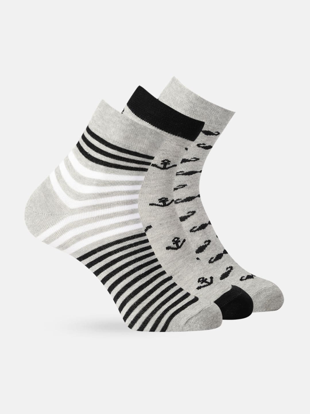 Mast & Harbour Men Set of 3 Grey Melange Socks - view 1