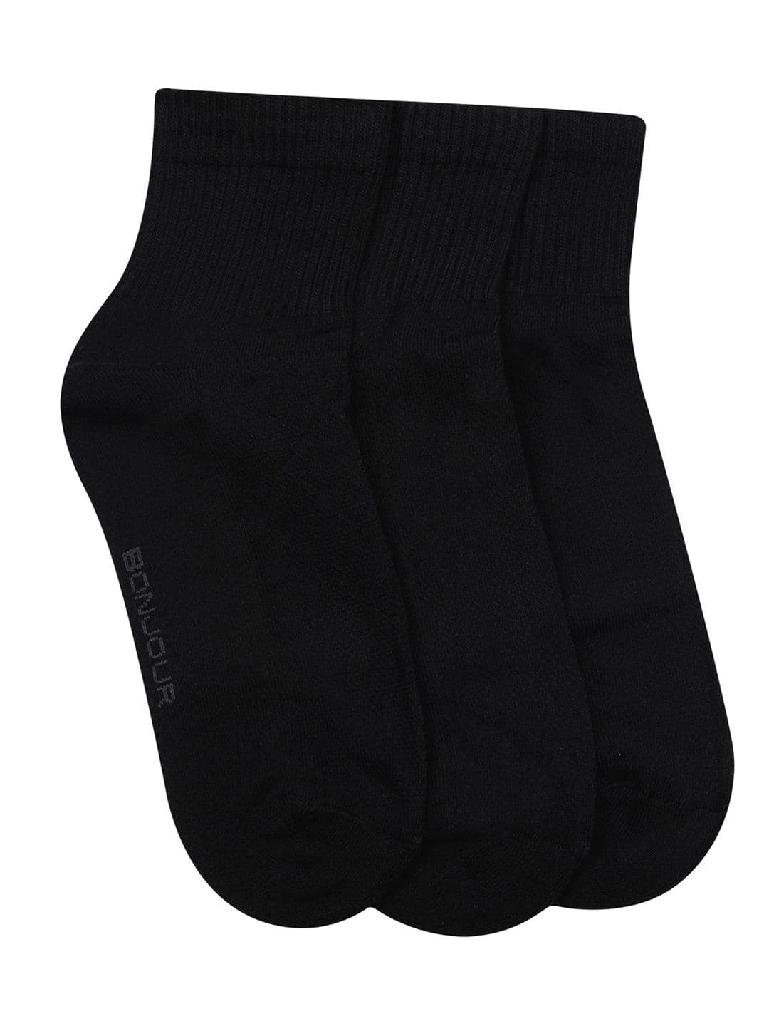 Bonjour Men Set of 3 Black Ankle-Length Socks - view 1