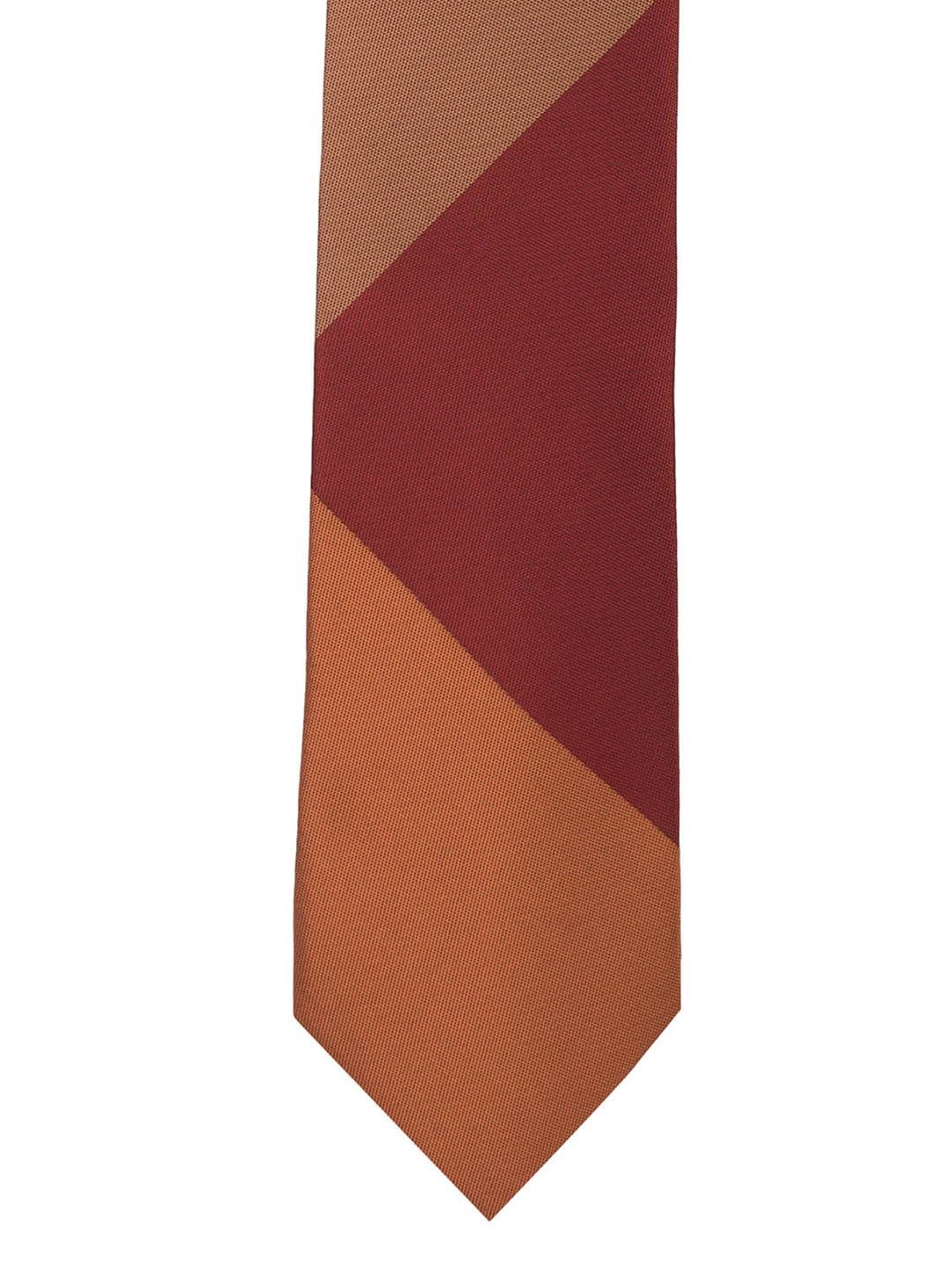 The Tie Hub Orange & Maroon Colourblocked Skinny Tie - view 1