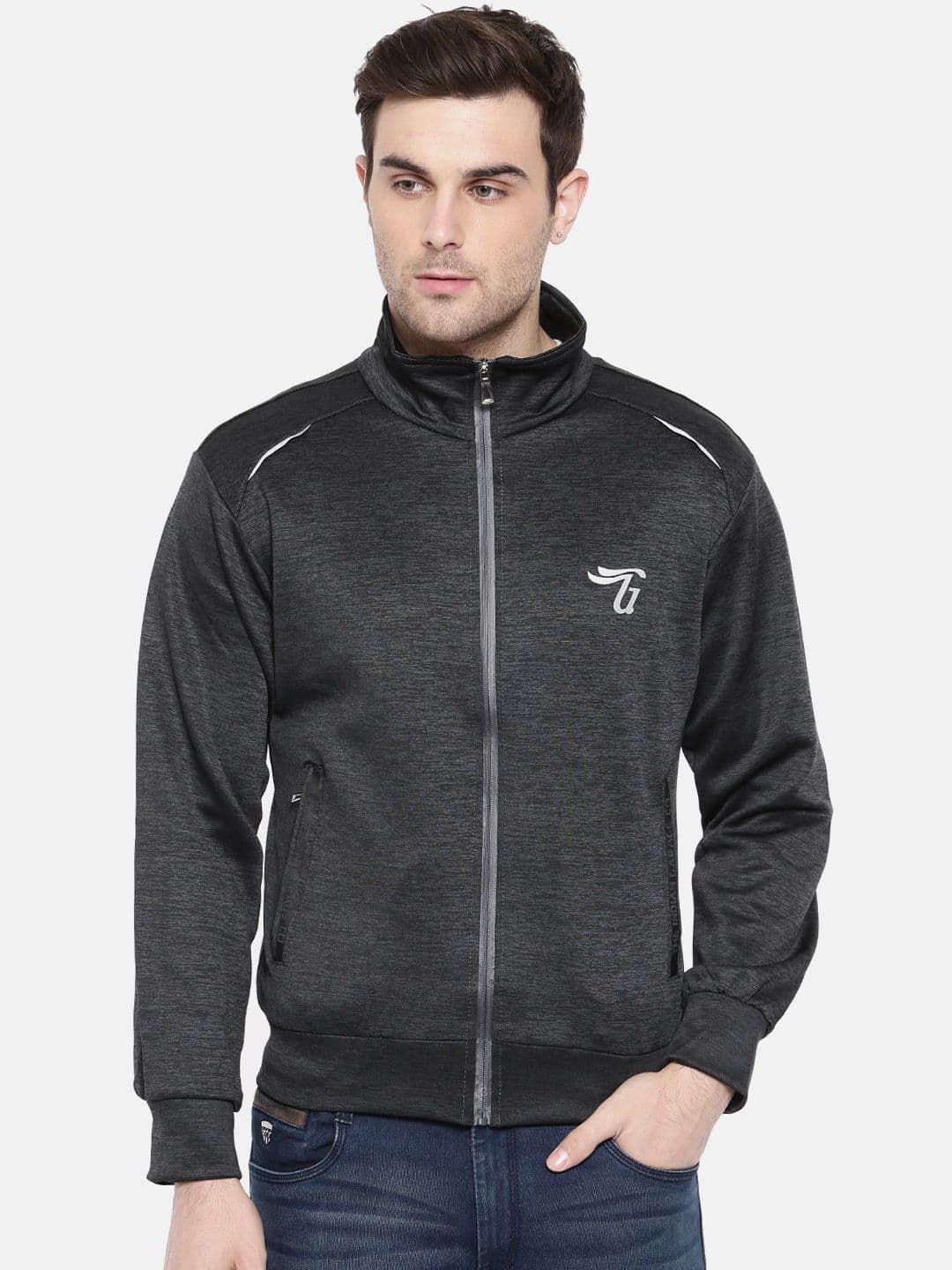 The Indian Garage Co Men Charcoal Solid Bomber - view 1