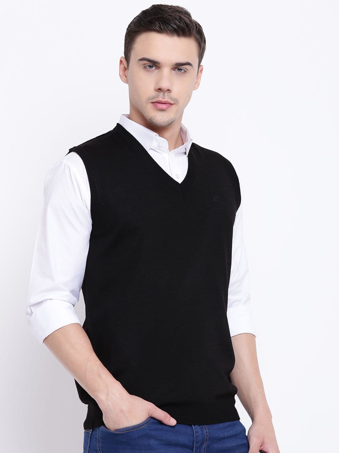 Pierre Carlo Men Black Solid Pullover