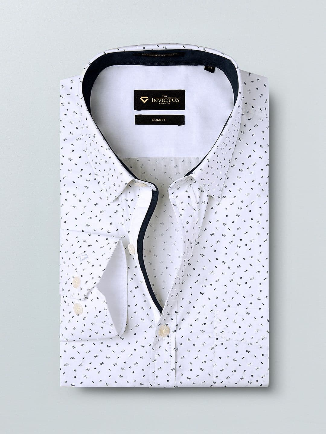 INVICTUS White Printed Slim Sustainable Formal Shirt
