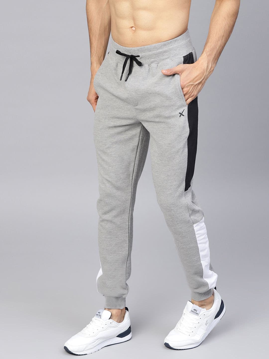 HRX by Hrithik Roshan Men Grey Melange Lifestyle Slim Fit Ottoman Joggers - view 1