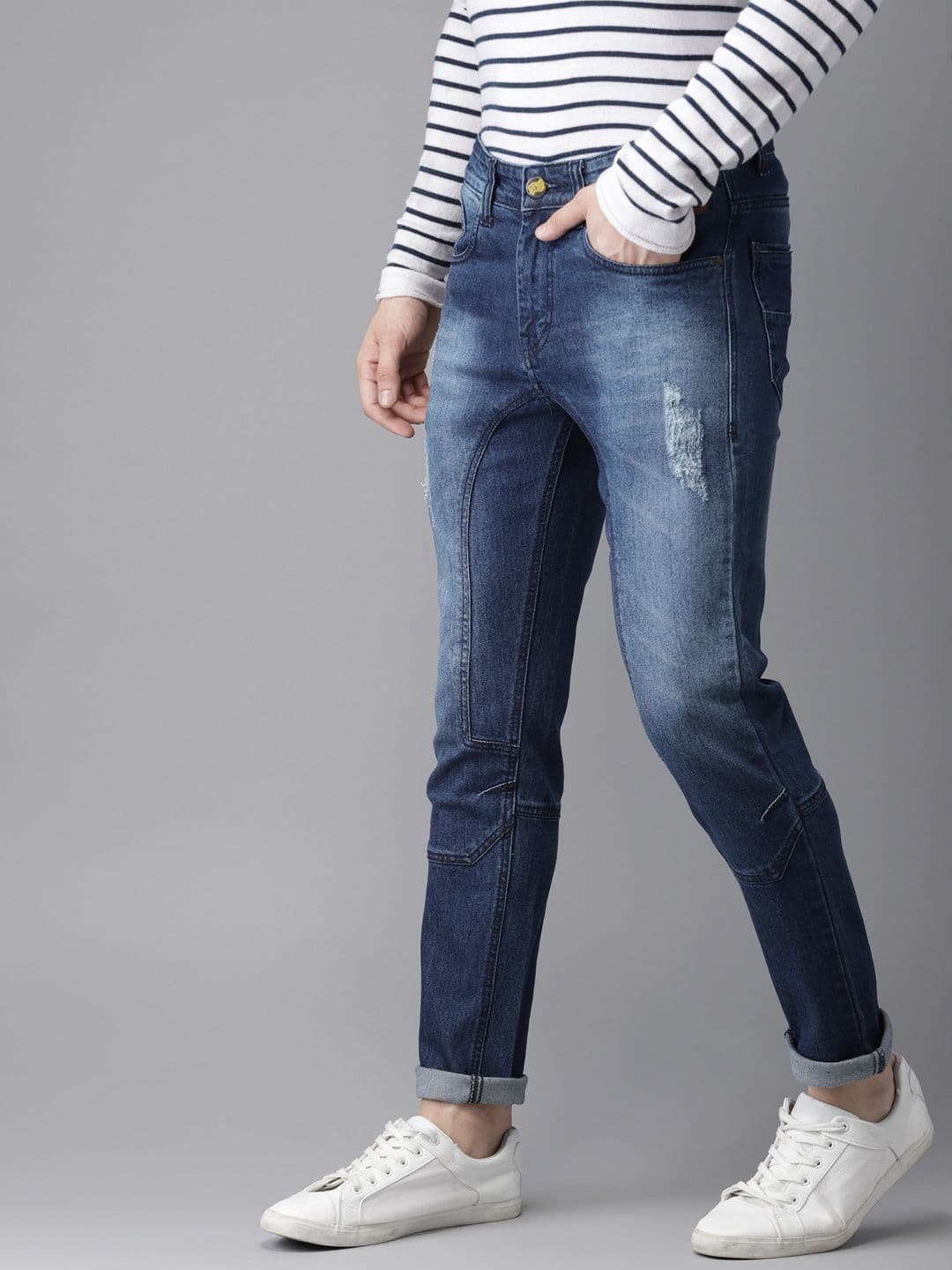 CAHOOT Men Blue Slim Fit Mid-Rise Mildly Distressed Stretchable Jeans - view 1